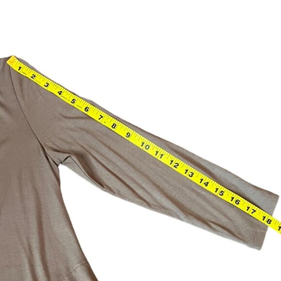 LOGO Camel-Colored Tunic w/2 Front Pockets, 3/4 Sleeves & Ruffle Bottom, Sz XXS - Picture 6 of 13